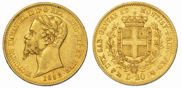 REGNO DI SARDEGNA. VITTORIO EMANUELE II DI SAVOIA, 1849-1861. 20 Lire 1852. Genova.  - Asta Numismatica - Associazione Nazionale - Case d'Asta italiane