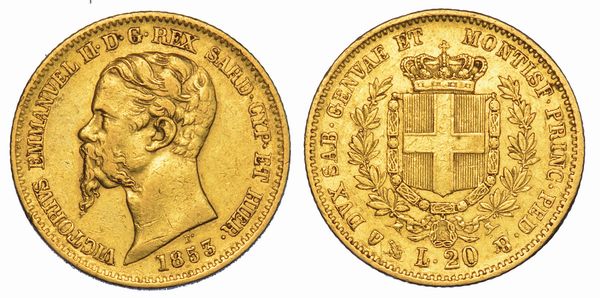 REGNO DI SARDEGNA. VITTORIO EMANUELE II DI SAVOIA, 1849-1861. 20 Lire 1853. Genova.  - Asta Numismatica - Associazione Nazionale - Case d'Asta italiane