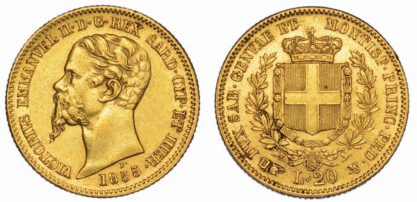 REGNO DI SARDEGNA. VITTORIO EMANUELE II DI SAVOIA, 1849-1861. 20 Lire 1855. Torino.  - Asta Numismatica - Associazione Nazionale - Case d'Asta italiane