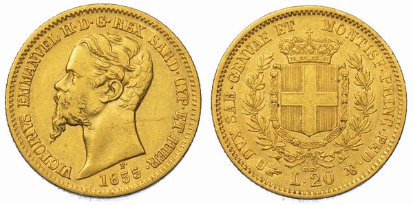 REGNO DI SARDEGNA. VITTORIO EMANUELE II DI SAVOIA, 1849-1861. 20 Lire 1855. Torino.  - Asta Numismatica - Associazione Nazionale - Case d'Asta italiane