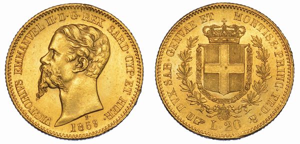 REGNO DI SARDEGNA. VITTORIO EMANUELE II DI SAVOIA, 1849-1861. 20 Lire 1859. Torino.  - Asta Numismatica - Associazione Nazionale - Case d'Asta italiane
