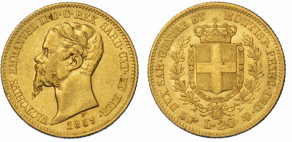 REGNO DI SARDEGNA. VITTORIO EMANUELE II DI SAVOIA, 1849-1861. 20 Lire 1859. Torino.  - Asta Numismatica - Associazione Nazionale - Case d'Asta italiane