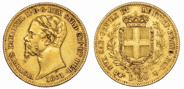 REGNO DI SARDEGNA. VITTORIO EMANUELE II DI SAVOIA, 1849-1861. 20 Lire 1861. Torino.  - Asta Numismatica - Associazione Nazionale - Case d'Asta italiane