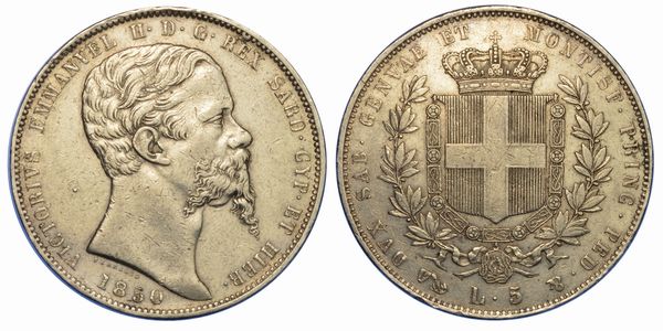 REGNO DI SARDEGNA. VITTORIO EMANUELE II DI SAVOIA, 1849-1861. 5 Lire 1850. Genova.  - Asta Numismatica - Associazione Nazionale - Case d'Asta italiane