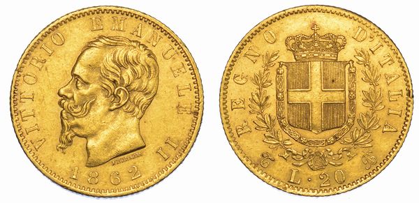 REGNO D'ITALIA. VITTORIO EMANUELE II DI SAVOIA, 1861-1878. 20 Lire 1862. Torino.  - Asta Numismatica - Associazione Nazionale - Case d'Asta italiane