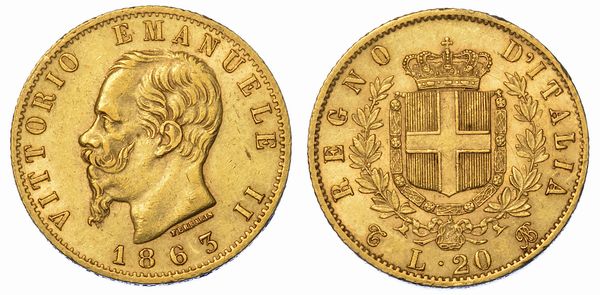 REGNO D'ITALIA. VITTORIO EMANUELE II DI SAVOIA, 1861-1878. 20 Lire 1863. Torino.  - Asta Numismatica - Associazione Nazionale - Case d'Asta italiane