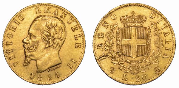 REGNO D'ITALIA. VITTORIO EMANUELE II DI SAVOIA, 1861-1878. 20 Lire 1864. Torino.  - Asta Numismatica - Associazione Nazionale - Case d'Asta italiane