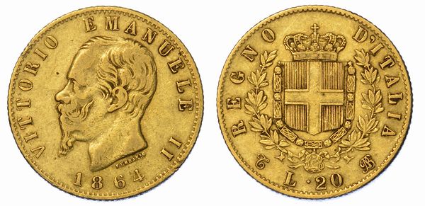 REGNO D'ITALIA. VITTORIO EMANUELE II DI SAVOIA, 1861-1878. 20 Lire 1864. Torino.  - Asta Numismatica - Associazione Nazionale - Case d'Asta italiane