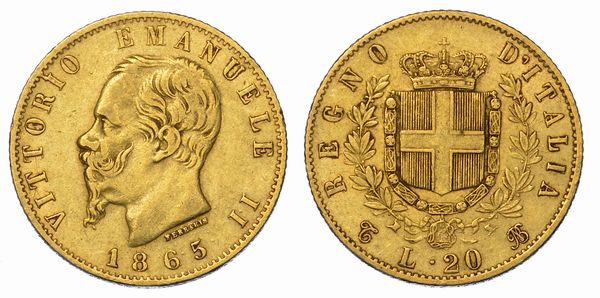 REGNO D'ITALIA. VITTORIO EMANUELE II DI SAVOIA, 1861-1878. 20 Lire 1865. Torino.  - Asta Numismatica - Associazione Nazionale - Case d'Asta italiane