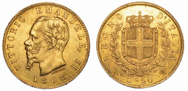 REGNO D'ITALIA. VITTORIO EMANUELE II DI SAVOIA, 1861-1878. 20 Lire 1868. Torino.  - Asta Numismatica - Associazione Nazionale - Case d'Asta italiane