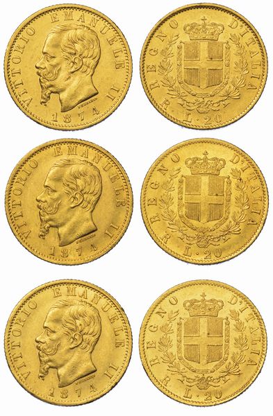 REGNO D'ITALIA. Lotto di tre monete.  - Asta Numismatica - Associazione Nazionale - Case d'Asta italiane