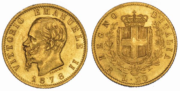 REGNO DITALIA. VITTORIO EMANUELE II DI SAVOIA, 1861-1878. 20 Lire 1878. Roma.  - Asta Numismatica - Associazione Nazionale - Case d'Asta italiane