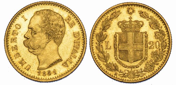 REGNO DITALIA. UMBERTO I DI SAVOIA, 1878-1900. 20 Lire 1881.  - Asta Numismatica - Associazione Nazionale - Case d'Asta italiane