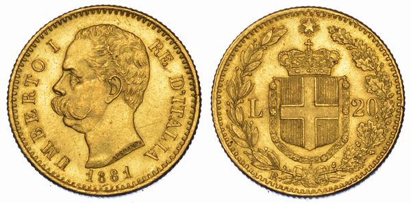 REGNO DITALIA. UMBERTO I DI SAVOIA, 1878-1900. 20 Lire 1881.  - Asta Numismatica - Associazione Nazionale - Case d'Asta italiane