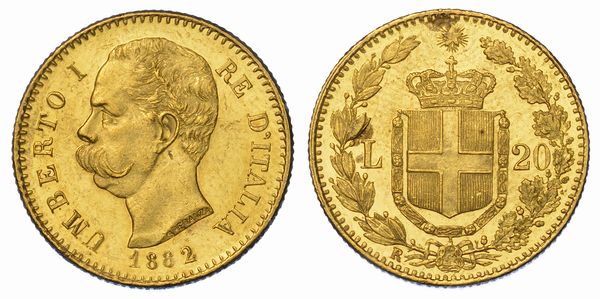 REGNO D'ITALIA. UMBERTO I DI SAVOIA, 1878-1900. 20 Lire 1882.  - Asta Numismatica - Associazione Nazionale - Case d'Asta italiane