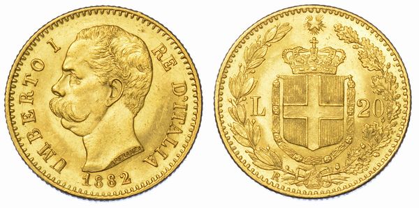 REGNO D'ITALIA. UMBERTO I DI SAVOIA, 1878-1900. 20 Lire 1882.  - Asta Numismatica - Associazione Nazionale - Case d'Asta italiane