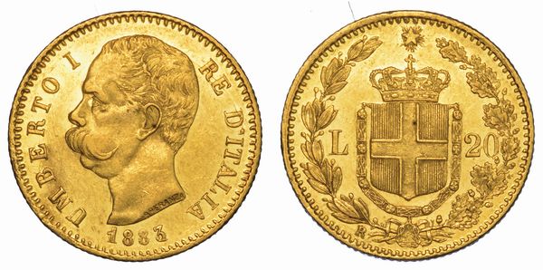 REGNO D'ITALIA. UMBERTO I DI SAVOIA, 1878-1900. 20 Lire 1883.  - Asta Numismatica - Associazione Nazionale - Case d'Asta italiane
