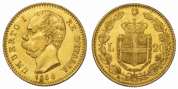 REGNO D'ITALIA. UMBERTO I DI SAVOIA, 1878-1900. 20 Lire 1884.  - Asta Numismatica - Associazione Nazionale - Case d'Asta italiane