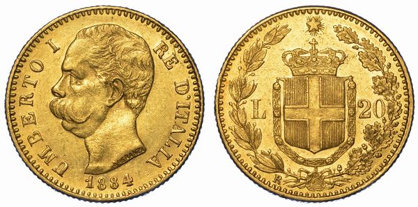 REGNO D'ITALIA. UMBERTO I DI SAVOIA, 1878-1900. 20 Lire 1884.  - Asta Numismatica - Associazione Nazionale - Case d'Asta italiane