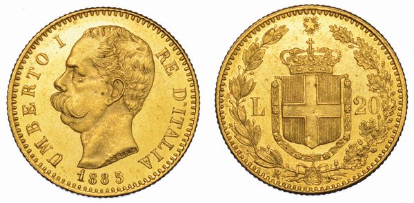REGNO D'ITALIA. UMBERTO I DI SAVOIA, 1878-1900. 20 Lire 1885.  - Asta Numismatica - Associazione Nazionale - Case d'Asta italiane