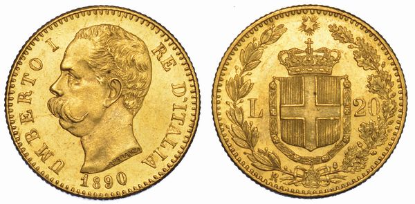 REGNO D'ITALIA. UMBERTO I DI SAVOIA, 1878-1900. 20 Lire 1890.  - Asta Numismatica - Associazione Nazionale - Case d'Asta italiane