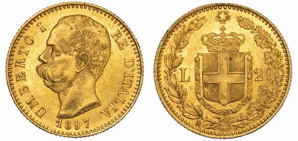REGNO D'ITALIA. UMBERTO I DI SAVOIA, 1878-1900. 20 Lire 1897.  - Asta Numismatica - Associazione Nazionale - Case d'Asta italiane