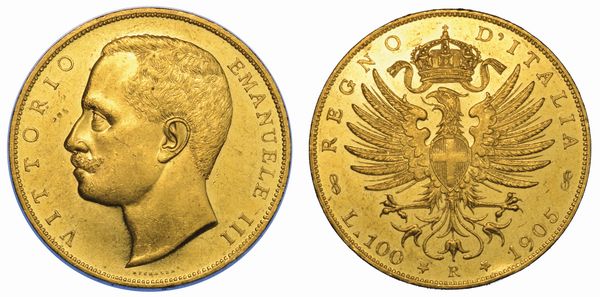 REGNO D'ITALIA. VITTORIO EMANUELE III DI SAVOIA, 1900-1946. 100 Lire 1905. Aquila Sabauda.  - Asta Numismatica - Associazione Nazionale - Case d'Asta italiane