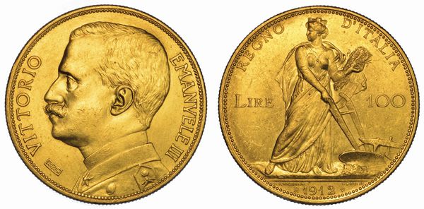 REGNO D'ITALIA. VITTORIO EMANUELE III DI SAVOIA, 1900-1946. 100 Lire 1912. Aratrice.  - Asta Numismatica - Associazione Nazionale - Case d'Asta italiane