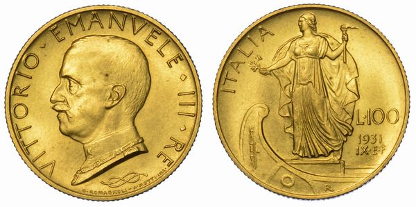 REGNO DITALIA. VITTORIO EMANUELE III DI SAVOIA, 1900-1946. 100 Lire 1931/A. IX. Italia su prora.  - Asta Numismatica - Associazione Nazionale - Case d'Asta italiane