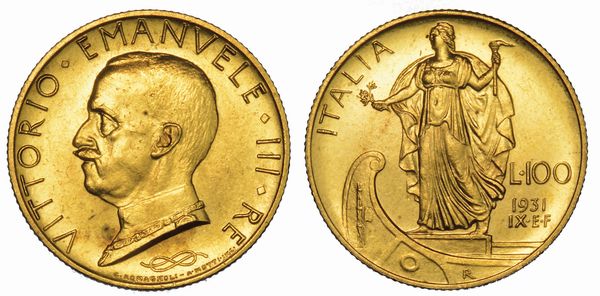 REGNO D'ITALIA. VITTORIO EMANUELE III DI SAVOIA, 1900-1946. 100 Lire 1931/A. IX. Italia su prora.  - Asta Numismatica - Associazione Nazionale - Case d'Asta italiane