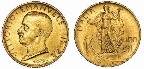 REGNO D'ITALIA. VITTORIO EMANUELE III DI SAVOIA, 1900-1946. 100 Lire 1931/A. X. Italia su prora.  - Asta Numismatica - Associazione Nazionale - Case d'Asta italiane