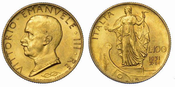 REGNO D�ITALIA. VITTORIO EMANUELE III DI SAVOIA, 1900-1946. 100 Lire 1931/A. X. Italia su prora.  - Asta Numismatica - Associazione Nazionale - Case d'Asta italiane