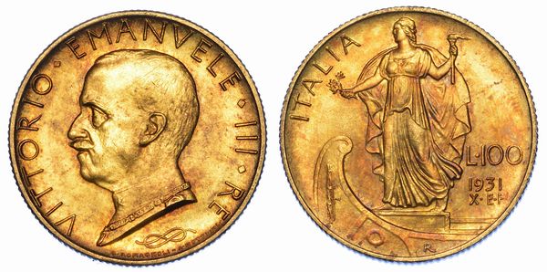 REGNO DITALIA. VITTORIO EMANUELE III DI SAVOIA, 1900-1946. 100 lire 1931/A. X. Italia su prora.  - Asta Numismatica - Associazione Nazionale - Case d'Asta italiane