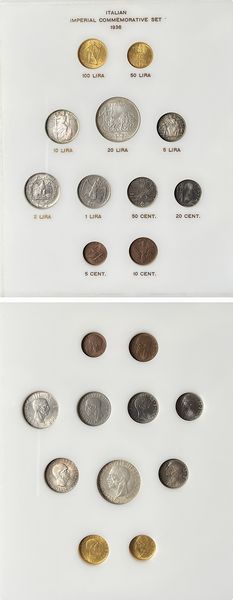 REGNO D'ITALIA. VITTORIO EMANUELE III DI SAVOIA, 1900-1946. Italian Imperial Commemorative Set 1936. Lotto di undici monete.  - Asta Numismatica - Associazione Nazionale - Case d'Asta italiane