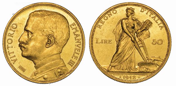 REGNO D'ITALIA. VITTORIO EMANUELE III DI SAVOIA, 1900-1946. 50 Lire 1912. Aratrice.  - Asta Numismatica - Associazione Nazionale - Case d'Asta italiane