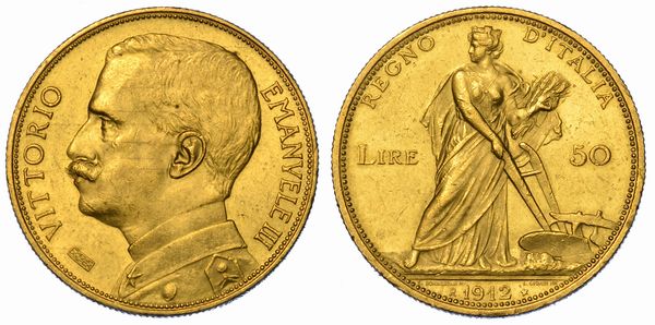 REGNO D'ITALIA. VITTORIO EMANUELE III DI SAVOIA, 1900-1946. 50 Lire 1912. Aratrice.  - Asta Numismatica - Associazione Nazionale - Case d'Asta italiane
