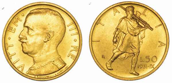 REGNO D'ITALIA. VITTORIO EMANUELE III DI SAVOIA, 1900-1946. 50 Lire 1931/A. IX. Littore.  - Asta Numismatica - Associazione Nazionale - Case d'Asta italiane