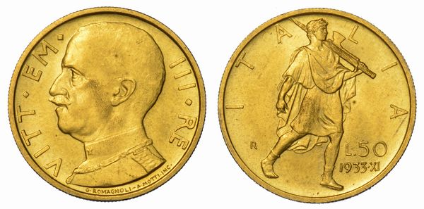 REGNO DITALIA. VITTORIO EMANUELE III DI SAVOIA, 1900-1946. 50 Lire 1933/A. XI. Littore.  - Asta Numismatica - Associazione Nazionale - Case d'Asta italiane