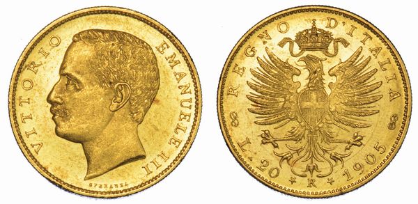 REGNO D'ITALIA. VITTORIO EMANUELE III DI SAVOIA, 1900-1946. 20 Lire 1905. Aquila.  - Asta Numismatica - Associazione Nazionale - Case d'Asta italiane