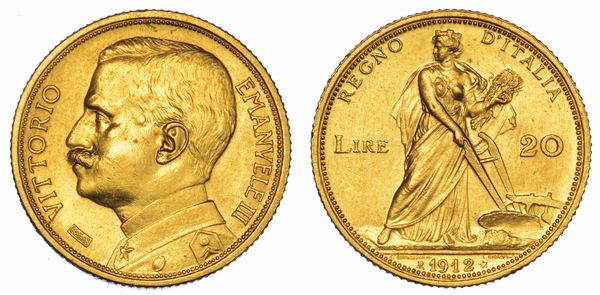 REGNO D'ITALIA. VITTORIO EMANUELE III DI SAVOIA, 1900-1946. 20 Lire 1912. Aratrice.  - Asta Numismatica - Associazione Nazionale - Case d'Asta italiane