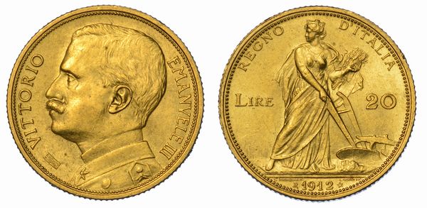 REGNO D'ITALIA. VITTORIO EMANUELE III DI SAVOIA, 1900-1946. 20 Lire 1912. Aratrice.  - Asta Numismatica - Associazione Nazionale - Case d'Asta italiane