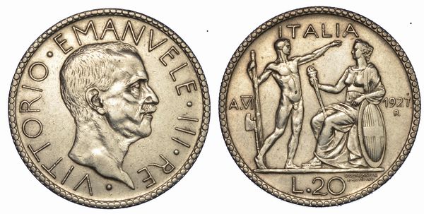 REGNO D'ITALIA. VITTORIO EMANUELE III DI SAVOIA, 1900-1946. 20 Lire 1927/A. VI. Littore.  - Asta Numismatica - Associazione Nazionale - Case d'Asta italiane