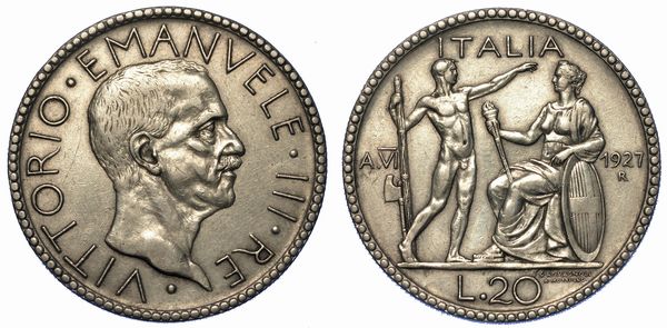 REGNO D'ITALIA. VITTORIO EMANUELE III DI SAVOIA, 1900-1946. 20 Lire 1927/A. VI. Littore.  - Asta Numismatica - Associazione Nazionale - Case d'Asta italiane