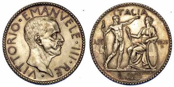 REGNO D'ITALIA. VITTORIO EMANUELE III DI SAVOIA, 1900-1946. 20 Lire 1928/VI. Littore.  - Asta Numismatica - Associazione Nazionale - Case d'Asta italiane