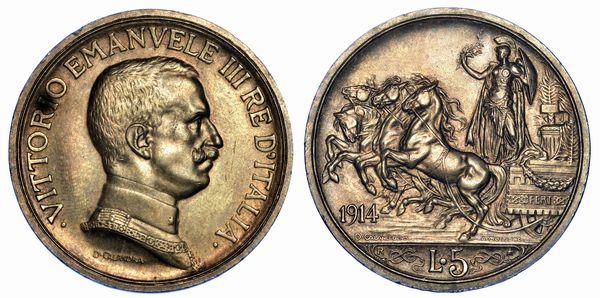 REGNO D'ITALIA. VITTORIO EMANUELE III DI SAVOIA, 1900-1946. 5 Lire 1914.  - Asta Numismatica - Associazione Nazionale - Case d'Asta italiane