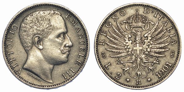 REGNO D'ITALIA. VITTORIO EMANUELE III DI SAVOIA, 1900-1946. 2 Lire 1901.  - Asta Numismatica - Associazione Nazionale - Case d'Asta italiane