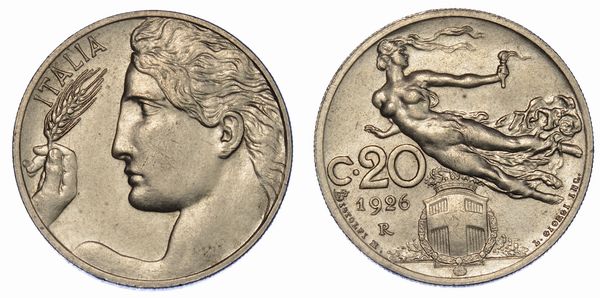 REGNO D'ITALIA. VITTORIO EMANUELE III DI SAVOIA, 1900-1946. 20 Centesimi 1926. Libert Librata. CONIAZIONE PER NUMISMATICI.  - Asta Numismatica - Associazione Nazionale - Case d'Asta italiane