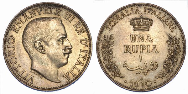 SOMALIA ITALIANA. VITTORIO EMANUELE III DI SAVOIA, 1909-1925. Rupia 1910.  - Asta Numismatica - Associazione Nazionale - Case d'Asta italiane