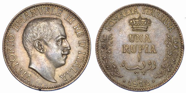 SOMALIA ITALIANA. VITTORIO EMANUELE III DI SAVOIA, 1909-1925. Rupia 1912.  - Asta Numismatica - Associazione Nazionale - Case d'Asta italiane