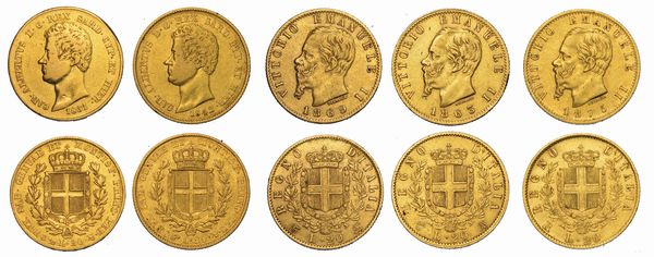 REGNO DI SARDEGNA E REGNO D�ITALIA. Lotto di cinque monete.  - Asta Numismatica - Associazione Nazionale - Case d'Asta italiane